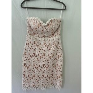 Lulus‎ Strapless Floral Lace Dress Party Cocktail Wedding Guest Medium